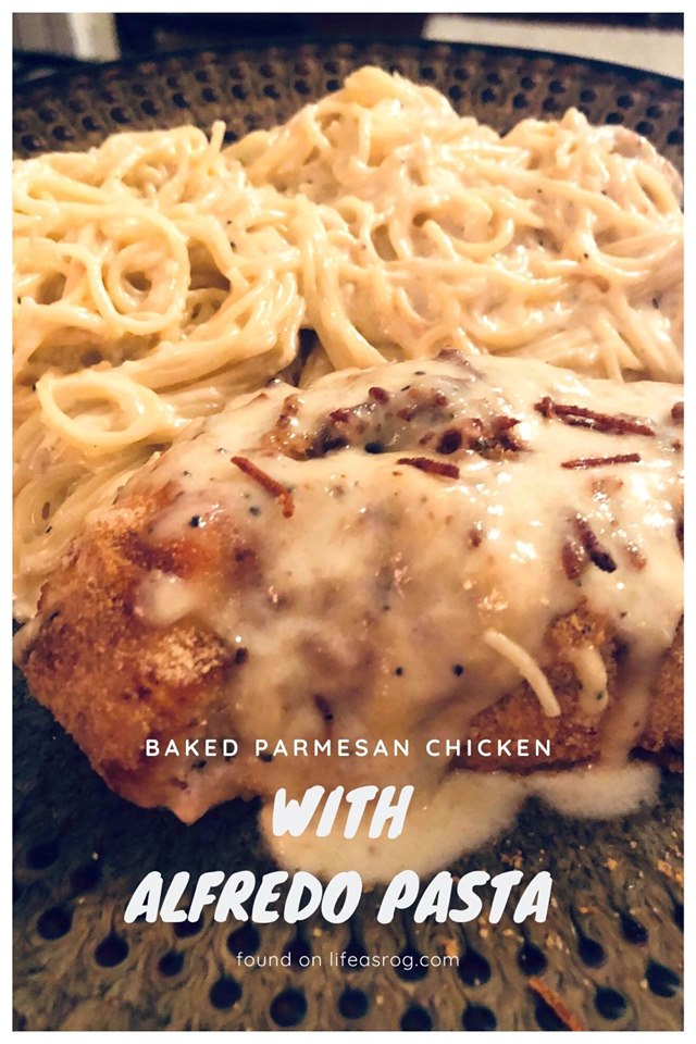 baked parmesan chicken with alfredo pasta